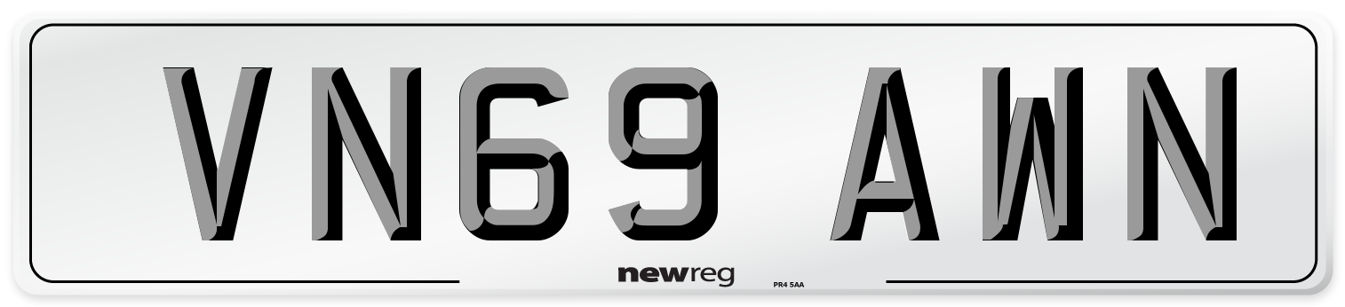 VN69 AWN Number Plate from New Reg